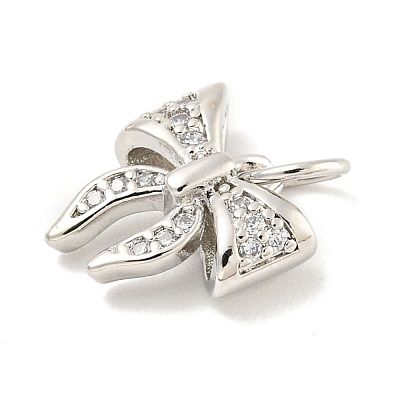 Rack Plating Brass Micro Pave Clear Cubic Zirconia Pendants KK-B093-01H-P-1