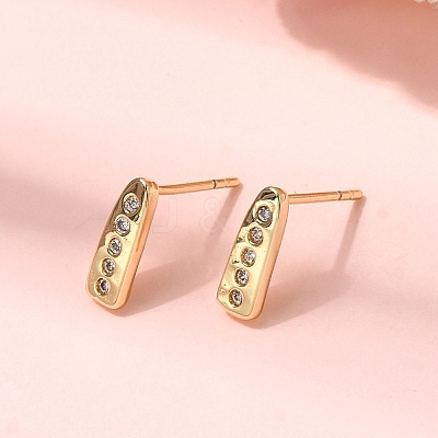 Teardrop Brass Micro Pave Clear Cubic Zirconia Stud Earrings EJEW-H180-26G-1