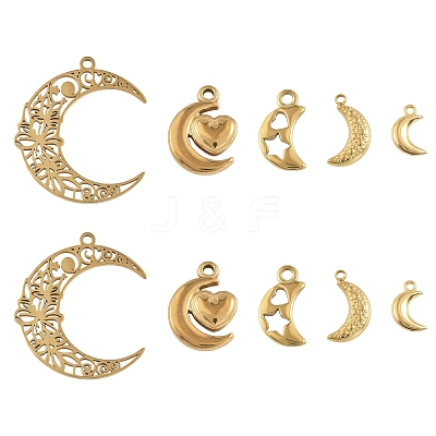 5Pcs 5 Styles Ion Plating(IP) 304 Stainless Steel Pendants STAS-YW0003-61-1