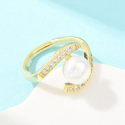 Brass Micro Pave Cubic Zirconia Finger Rings for Women RJEW-D340-02G-03-1