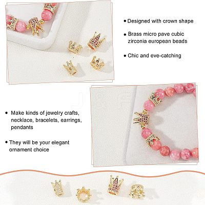 16Pcs 4 Style Brass Cubic Zirconia Beads KK-NB0001-53-1