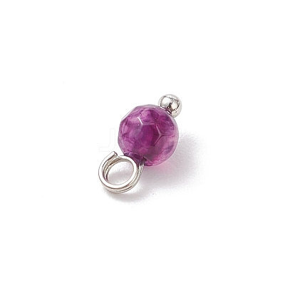 Natural Agate(Dyed & Heated) Faceted Round Charms PALLOY-JF04286-02-1