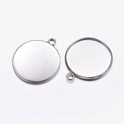 Tarnish Resistant 304 Stainless Steel Pendant Cabochon Settings STAS-K146-054-25mm-1