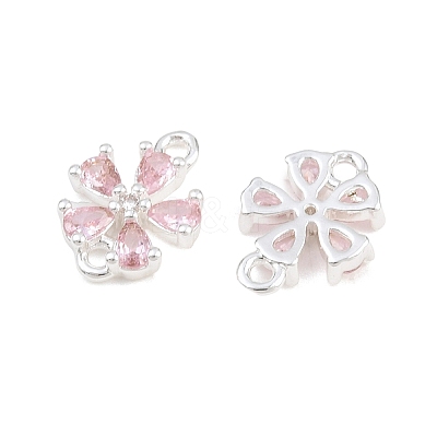 Brass Pave Pink Cubic Zirconia Connector Charms CU-CBAA6E8-01S-1
