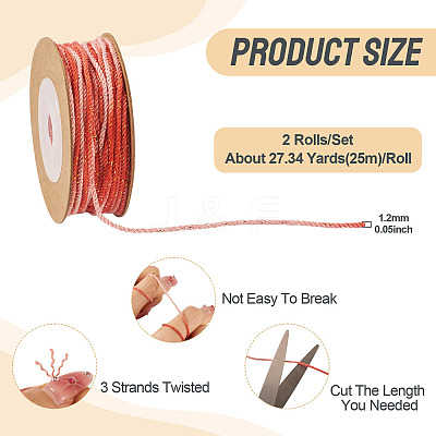 2 Rolls Segment Dyed Cotton Twisted String Cord OCOR-TA0002-95B-1