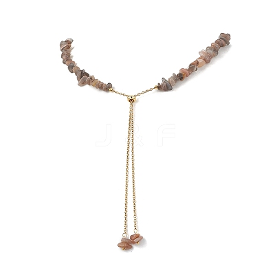 Adjustable Natural Multi-Moonstone Chip Beaded Necklaces NJEW-JN05933-1