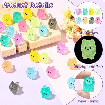 40Pcs 8 Colors Luminous Dog Miniature Ornaments DJEW-CJZ0001-004-1