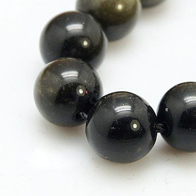 Natural Golden Sheen Obsidian Beads Strands X-G-C076-12mm-5-1