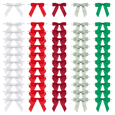 60Pcs 5 Styles Polyester Bowknot Wire Twist Ties DIY-ME0002-56A-1