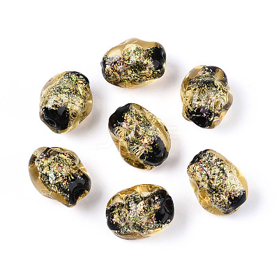Handmade Foil Lampwork Beads Strands FOIL-T008-07D-1