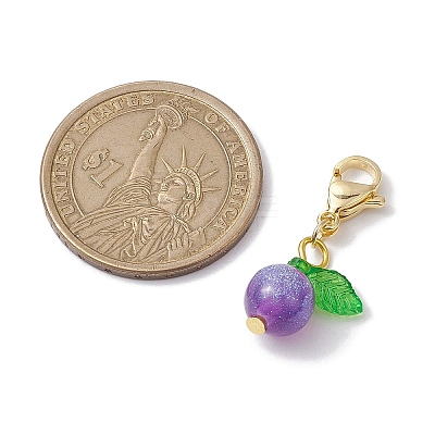 Round Resin Imitation Cat Eye Pendant Decortion HJEW-JM01986-01-1