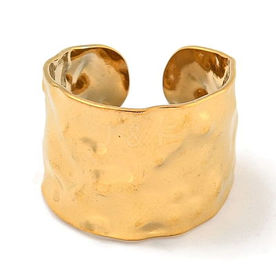 Ion Plating(IP) 304 Stainless Steel Hammered Open Cuff Ring X-RJEW-A043-08G-1