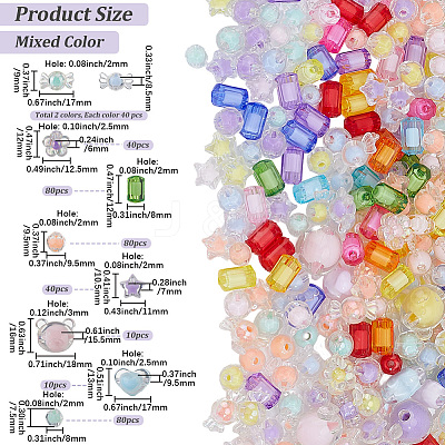 420Pcs 9 Styles Transparent Acrylic Beads TACR-PA0001-33-1