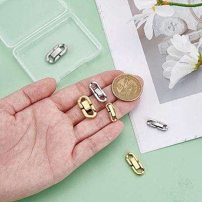 6Pcs 6 Styles 304 Stainless Steel Fold Over Clasps STAS-PH0006-09-1