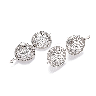 Rack Plating Brass Cage Pendants KK-S751-004P-1