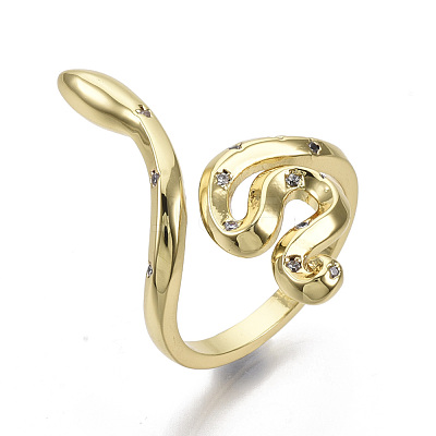 Brass Micro Pave Cubic Zirconia Cuff Rings RJEW-S044-072-NF-1