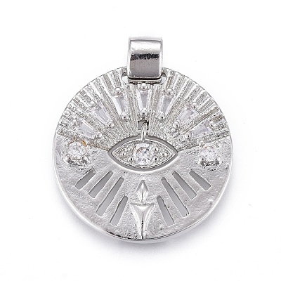 Brass Micro Pave Clear Cubic Zirconia Pendants KK-M205-14P-1