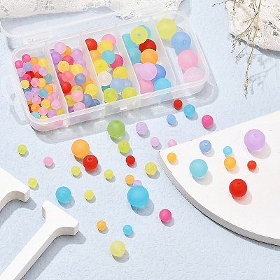 153 Pcs 5 Style Transparent Acrylic Ball Beads FACR-YW0001-03-1