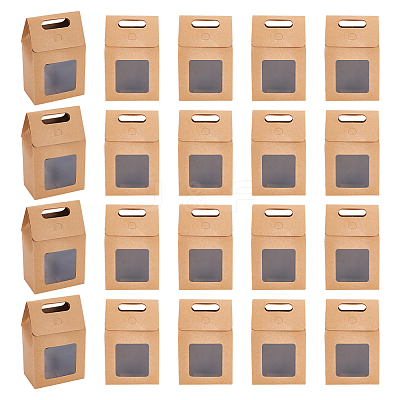 Folding Paper Gift Bags with Hole Handle and Plastic Visible Window ABAG-WH0044-35A-1