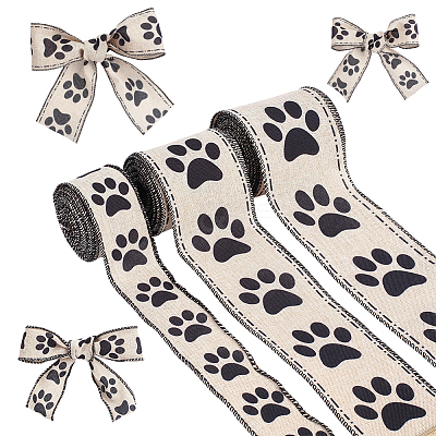 3Rolls 3 Styles Pet Theme Polyester Ribbons SRIB-ME0001-26-1