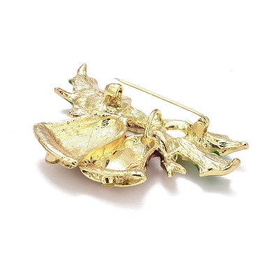 Colorful Enamel Christmas Bell Brooch with Crystal Rhinestone JEWB-A004-06G-1