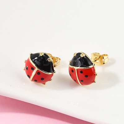 Brass Stud Earrings EJEW-C134-02G-1