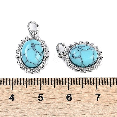 Synthetic Turquoise Oval Pendants KK-U043-46P-B-1