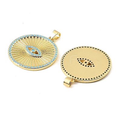 Brass Micro Pave Sky Blue Cubic Zirconia Pendants CU-CBA6938-06G-02-1