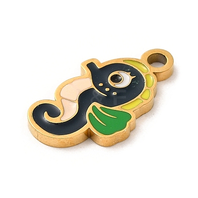 Ion Plating(IP) 304 Stainless Steel Enamel Pendants STAS-Q301-04G-1