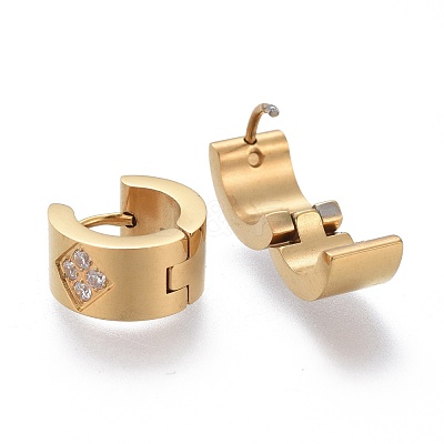 304 Stainless Steel Huggie Hoop Earrings X-EJEW-L252-022G-1