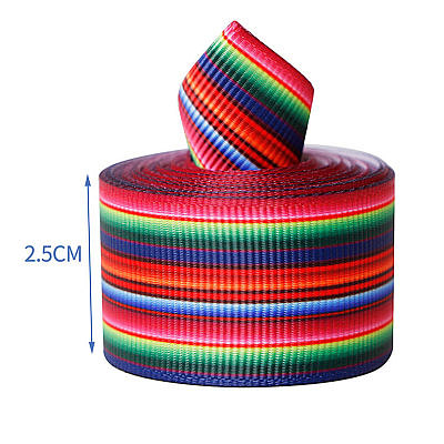 Stripe Pattern Printed Polyester Grosgrain Ribbon X-OCOR-TAC0009-01H-A-1