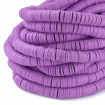 Flat Round Handmade Polymer Clay Beads CLAY-R067-8.0mm-01-1