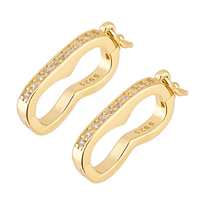 2Pcs Platinum Plated 925 Sterling Silver Rhinestone Twister Clasps FIND-GO0002-57-1