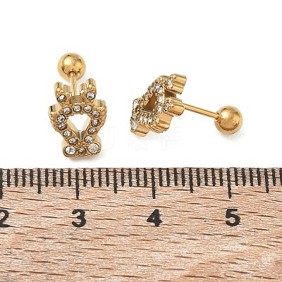 304 Stainless Steel Crystal Rhinestone Animal Cartilage Earrings SA-CBA1F7E-01G-10-1