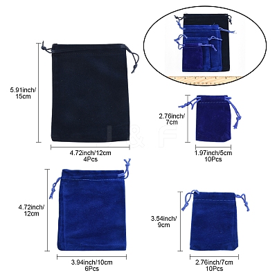 30Pcs Rectangle Velvet Pouches TP-FS0001-02C-1