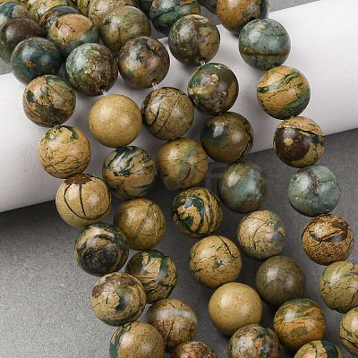 Natural Green Dragon Veins Beads Strands G-D098-A01-10mm-1