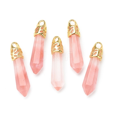 Bullet Cherry Quartz Glass Pointed Pendants G-E332-C30-G-1