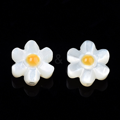 Natural White Shell Enamel Beads SSHEL-N034-125B-01-1