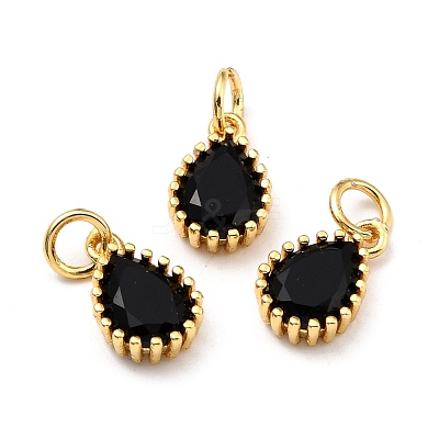 Brass Micro Pave Cubic Zirconia Pendants ZIRC-D120-01G-01-1