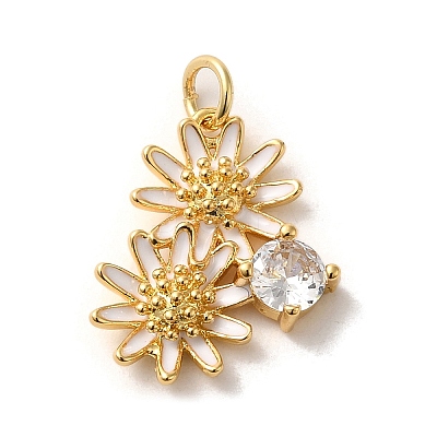 Brass Micro Pave Cubic Zirconia Pendants KK-K358-01D-G-1