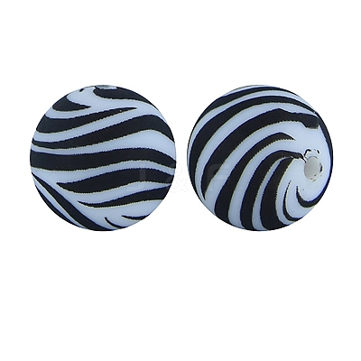 Round with Zebra-Stripe Food Grade Silicone Beads PW-WG66974-17-1