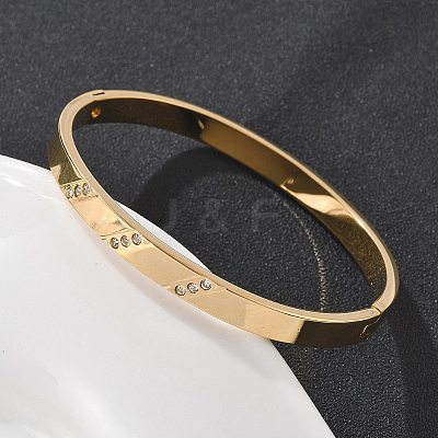 304 Stainless Steel Rhinestone Bangles for Women BJEW-Z092-16G-1