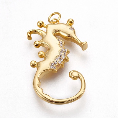 Brass Micro Pave Cubic Zirconia Pendants ZIRC-O026-35G-NR-1