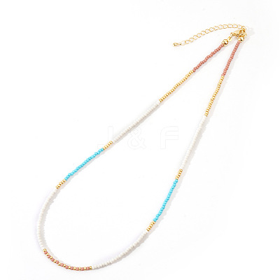 Vintage Short Colorful Glass Seed Beaded Necklace AF0855-2-1