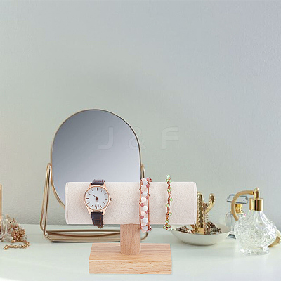 T-Shaped Bar Velvet Bracelet Display Stands with Wooden Base AJEW-WH0471-127B-1