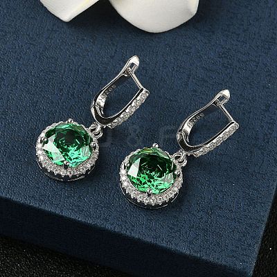 925 Sterling Silver Micro Pave Cubic Zirconia Hoop Earrings EJEW-B147-01A-02-1