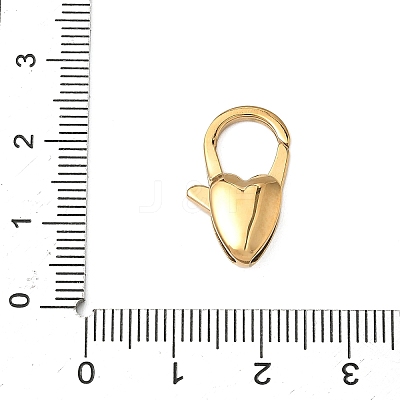 Ion Plating(IP) Heart 304 Stainless Steel Lobster Claw Clasps STAS-D069-03-G-1