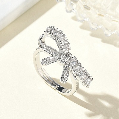 Brass & Clear Cubic Zirconia Finger Rings CU-CBA7E55-08P-1