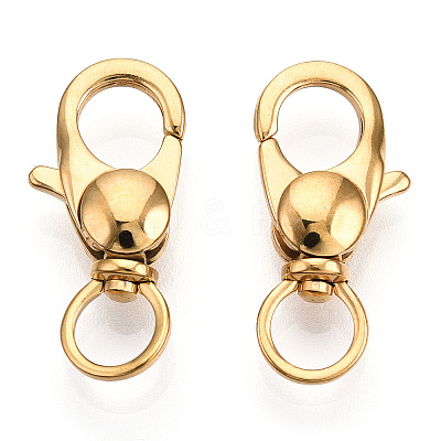304 Stainless Steel Swivel Lobster Claw Clasps STAS-R065-10G-1