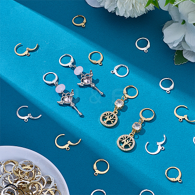 100Pcs 2 Styles 304 Stainless Steel Leverback Earring Findings STAS-PH0007-17-1